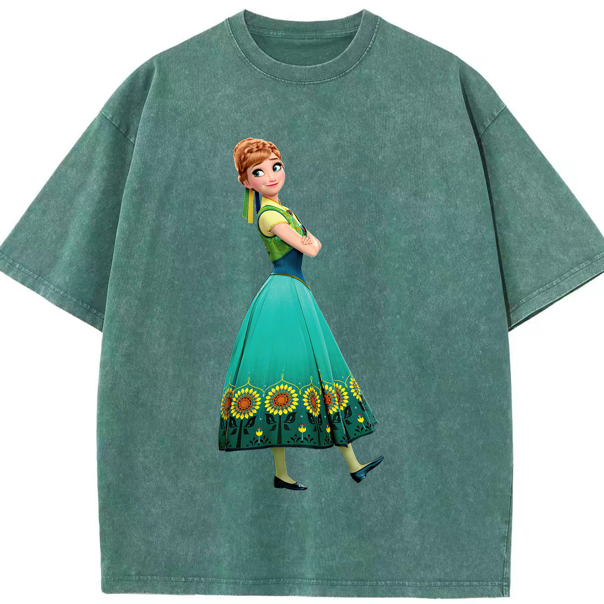 （画像用） アナと雪の女王 アンナ エルサ Frozen Anna Elsa 綿100% ヴィンテージ風 半袖Tシャツ（フロントプリント）